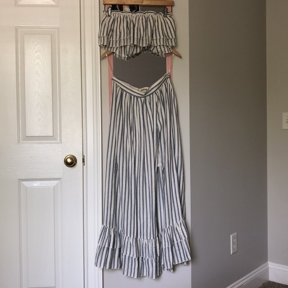 Striped Linen Maxi Skirt Set - Picture 4 of 8